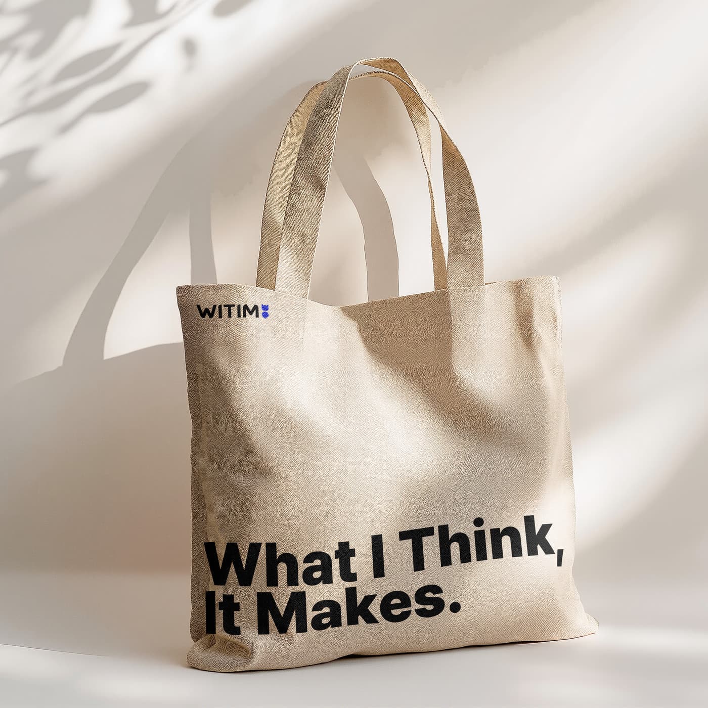 'What I Think, It Makes.' 를 새긴 WITIM 캔버스 토트백